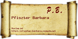 Pfiszter Barbara névjegykártya